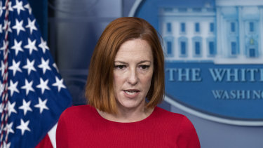 White House press secretary Jen Psaki speaks with reporters in the James Brady Press Briefing Room at the White House on Saturday AEDT.
