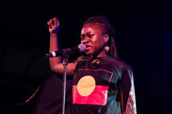 Sampa the Great performs at the St Jerome’s Laneway Festival in Brisbane in 2017.