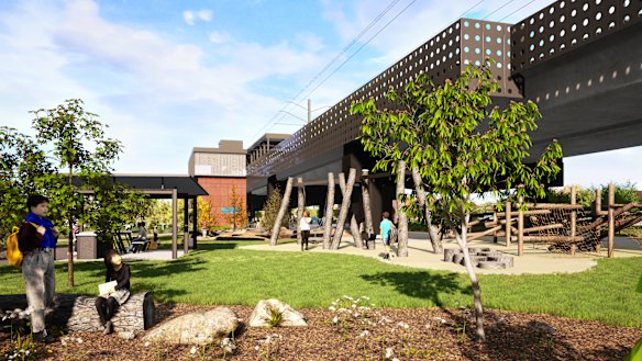 An artist's impression of the Gandolfo Gardens, next to Moreland station.