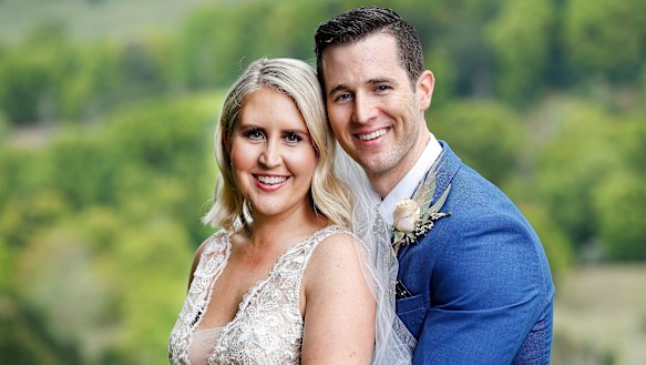 Lauren Huntriss and Matthew Bennett on their MAFS wedding day.