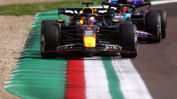 Max Verstappen en route to winning the Emilia-Romagna Grand Prix on Sunday.
