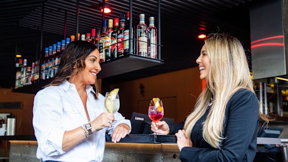 Camille Thioulouse and Amy Castano at Bondi’s CicciaBella Osteria + Bar enjoy non-alcoholic cocktails.