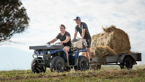 Lachlan and Ryan Lonergan at their Williamsdale farm.