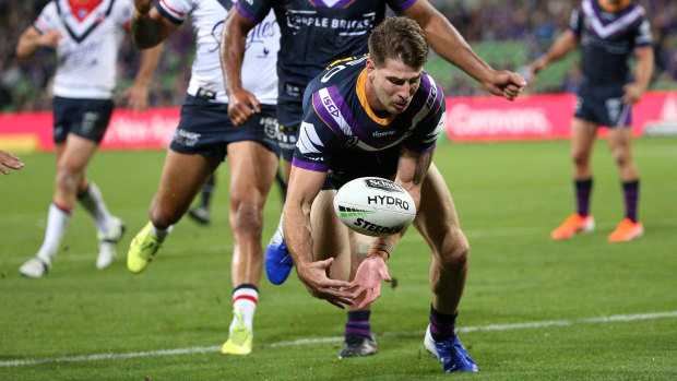 This try attempt from Storm's Curtis Scott against the Roosters was disallowed.