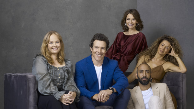 The cast of Five Bedrooms (left to right): Katie Robertson, Stephen Peacocke, Kat Stewart, Doris Younane and Roy Joseph.