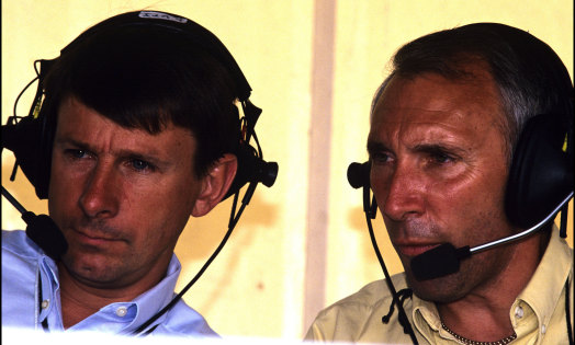 Phil Liggett (right) with Paul Sherwen in the commentary box in Phil Liggett: The Voice of Cycling.
