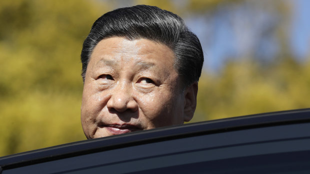 Chinese President Xi Jinping leaves after meeting with South African President Cyril Ramaphosa in Pretoria, South Africa, on Tuesday. Xi is attending a BRICS summit.