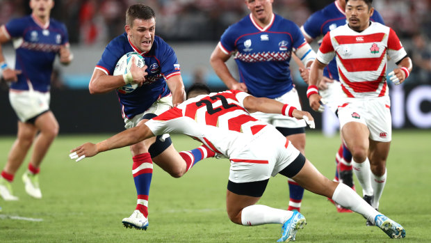 Tackled: Russia did not win a match at last year's Rugby World Cup in Japan.