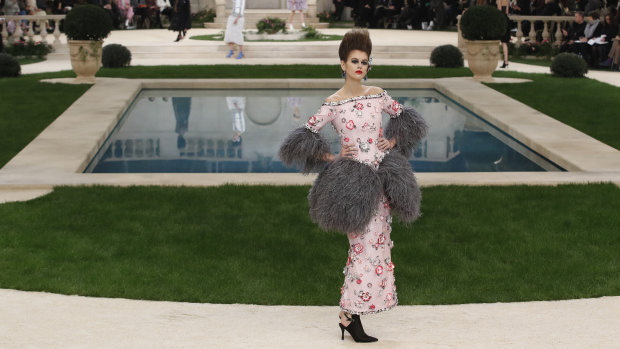 Model Kaia Gerber wears a creation for the Chanel Spring/Summer 2019 Haute Couture fashion collection.