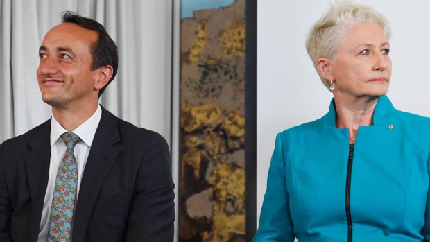 Liberal candidate Dave Sharma and independent Kerryn Phelps at Monday's debate. 