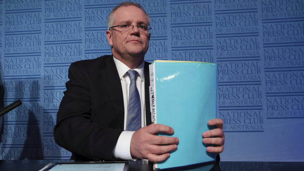 Treasurer Scott Morrison addresses the National Press Club.