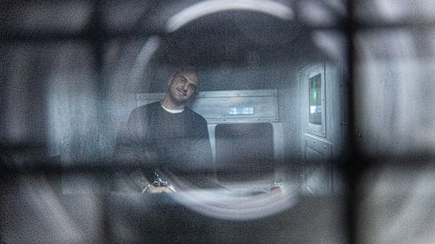 Mark Buddle inside a prison van leaving Melbourne Magistrates’ Court in August 2022.