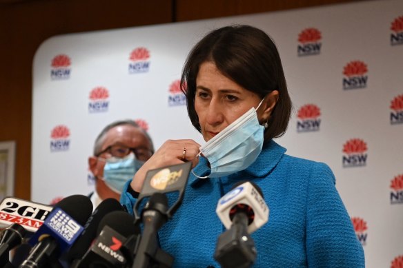 NSW Premier Gladys Berejiklian says masks need to be worn in all indoor workplaces as Sydney’s Delta cluster grows.