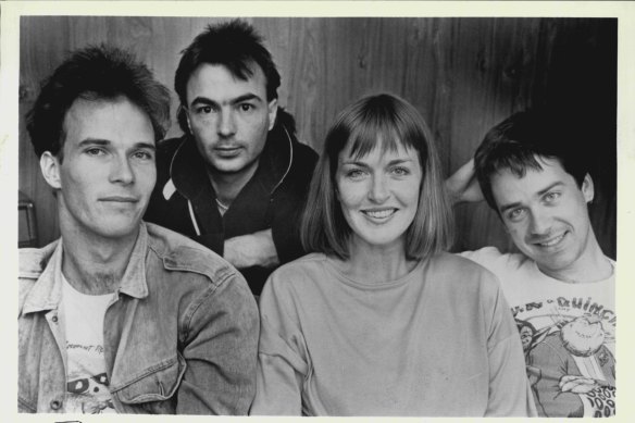 The Chills (from left) Justin Harwood, Andrew Todd, Caroline Easther and Martin Phillipps in 1988.