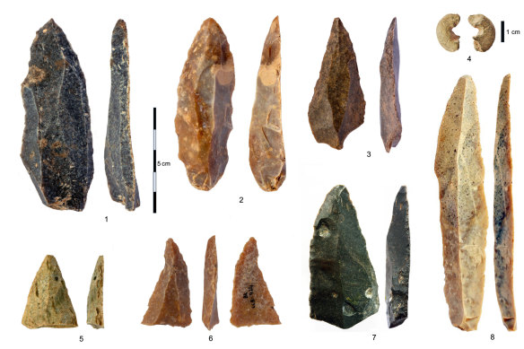Stone artefacts from the Initial Upper Paleolithic discovered in the Bacho Kiro Cave in Bulgaria.