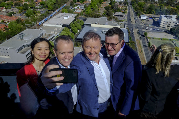 Say cheese: Premier Daniel Andrews' social media following is more than double federal colleagues Anthony Albanese and Bill Shorten combined. 