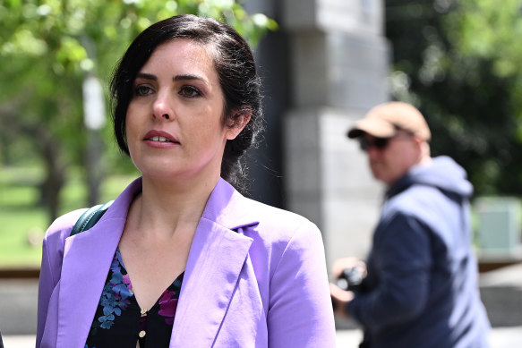 Moira Deeming outside court in Melbourne on Wednesday.