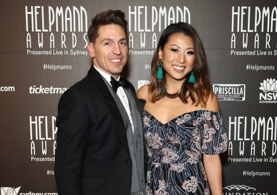 Michael Falzon and his wife, Jane, attend the 2018 Helpmann Awards.