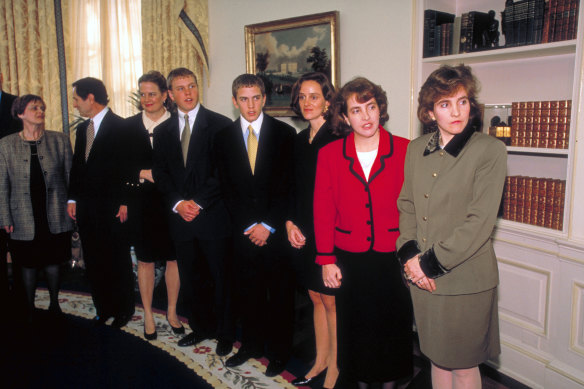 Albright’s three daughters and other family members in attendance for her swearing-in ceremony as US secretary of state in 1997.