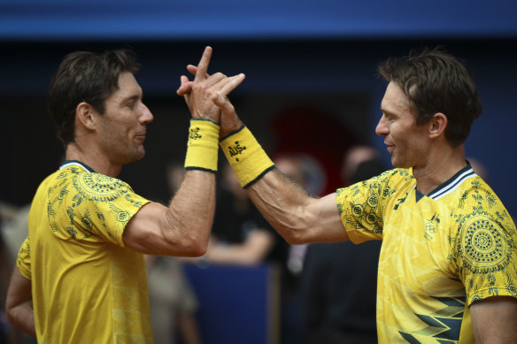 Men’s doubles gold medallists Matthew Ebden and John Peers.