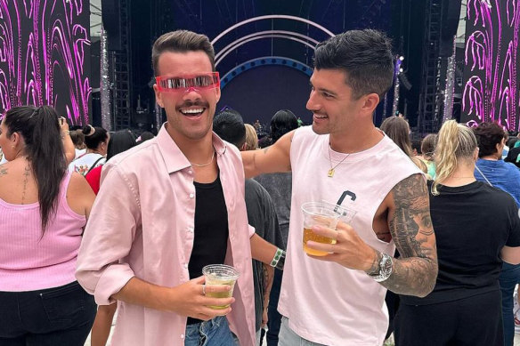 The final photograph Jesse Baird uploaded to Instagram, the night before he died, with boyfriend Luke Davies at a Pink concert.