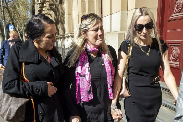 Tracey Gangell (centre), Ellie Price’s mother, leaves court last year after  Ricardo Barbaro was found guilty of murdering his partner Price.