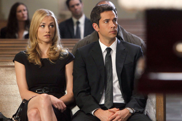 Strahovski moved to LA 14 years ago to play CIA agent Sarah Walker (pictured with Zachary Levi) in the TV series Chuck.