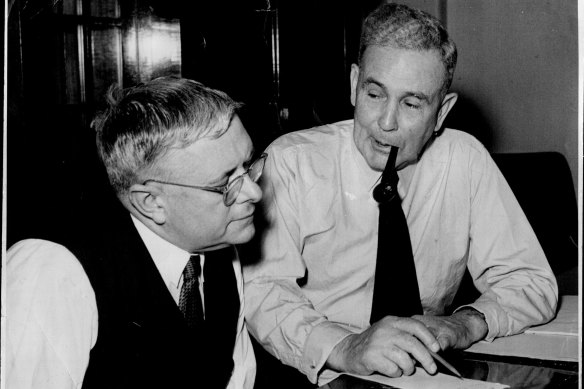 The "golden years" era when Dr. Evatt (left) was Minister for External Affairs and Mr. J. B. Chifley (right) was Prime Minister, 1945-1949.