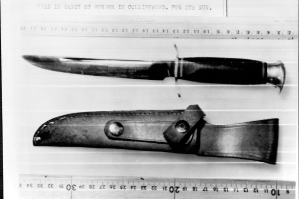 The knife said to have been found 
 on train tracks in Collingwood.