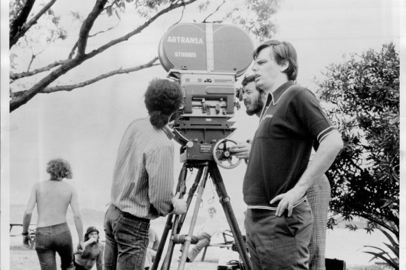 Foreground: Producer/director, Michael Thornhill and Camera Operator, David Gribble on the set of  “Between the Wars”, 1974.
