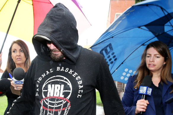 Tony Jones' son Duane leaves Taree Local Court, where the inquest is sitting this week.