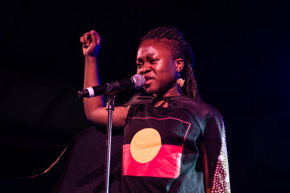 Sampa the Great performs at the St Jerome’s Laneway Festival in Brisbane in 2017.