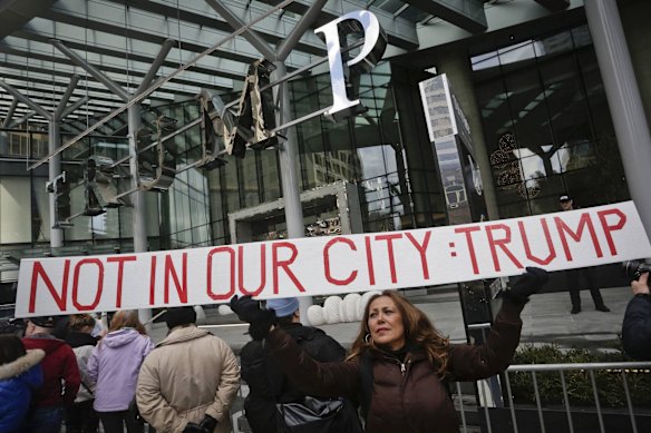 The now-US president’s defunct hotel in Vancouver attracted anti-Trump protesters at its official opening in 2017.
