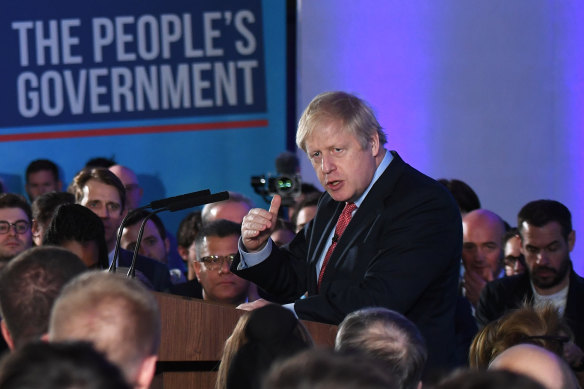 British Prime Minister Boris Johnson concluded his victory speech on Friday by saying: "Let's get Brexit done! But first, let's get breakfast done!"
