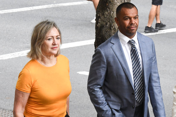 Kurtley Beale outside court with his barrister Margaret Cunneen, SC.