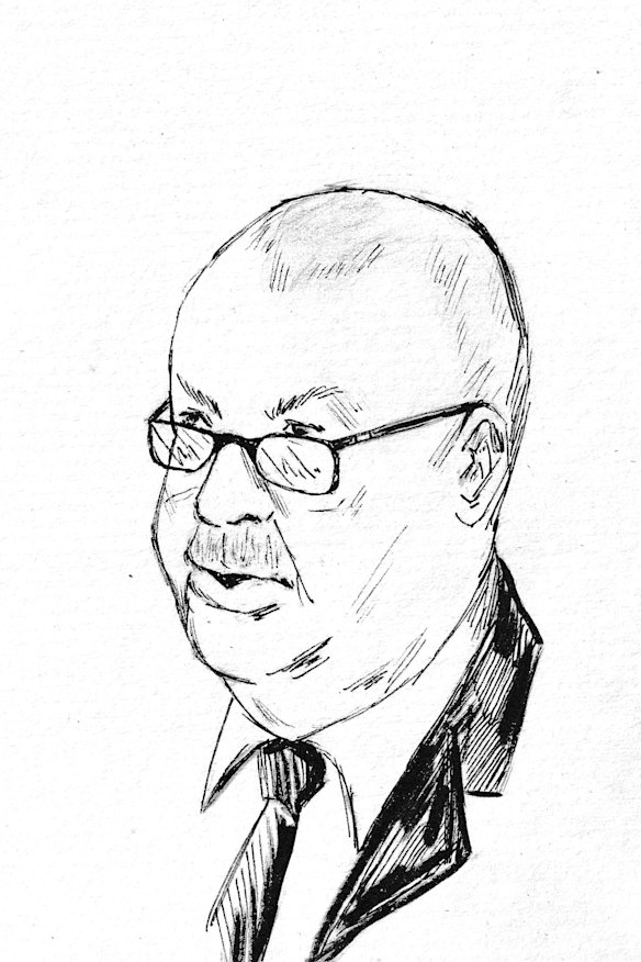 Courtroom sketch of Button giving evidence on Wednesday.