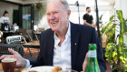 At Lunch with Bruce Baird at BB's Breakfast Bar and BBQ shop in Manly, Sydney.