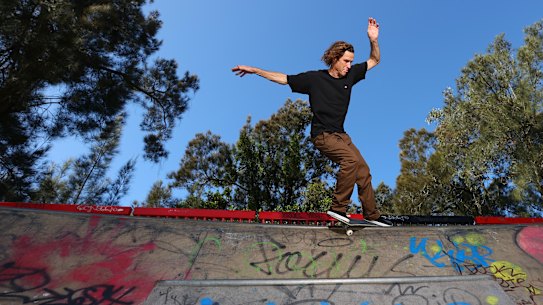 Pro skater Darren Kaehne at the Mona Vale Skate Park 