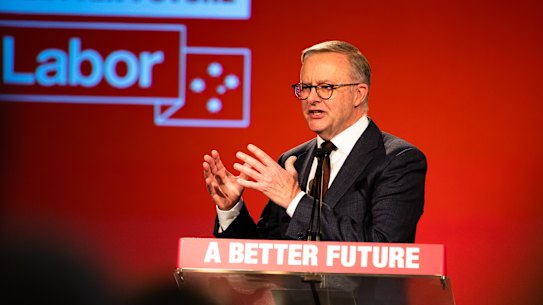Labor leader Anthony Albanese delivers what was, in effect, a campaign launch speech in Sydney’s inner west suburb of Ashfield.