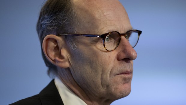 Shayne Elliott last month, as he presented ANZ’s full-year results to investors. He has been with the bank since 2009.