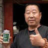 Pan Xianhua with his self-proclaimed “worst-tasting” douzhi in all of Beijing. 