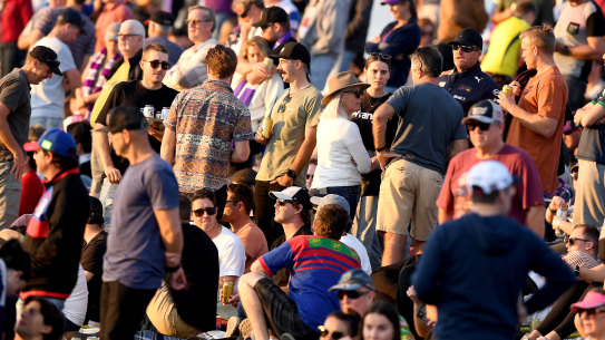 There wasn't much social distancing happening at Sunshine Coast Stadium on Sunday afternoon.