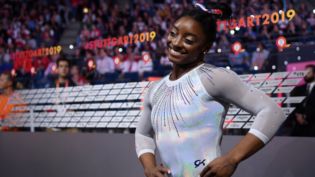 'Absolutely the best ever': Biles soars to fifth all-around world title