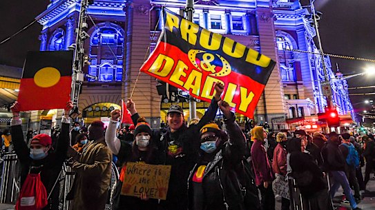 Saturday's Black Lives Matter protest in Melbourne on Saturday.