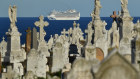 The Ruby Princess sitting off the coast of Sydney.