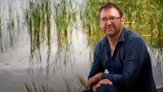 Professor Ross Thompson, who is concerned by the contamination of waterways with pharmaceutical waste, beside Lake Ginninderra.