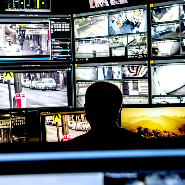 Behind the scenes of the CCTV operations room in Sydney.