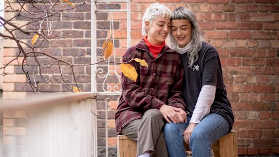 Ebony Papanastasiou (left) and Taren McKenney have been isolating together since March.