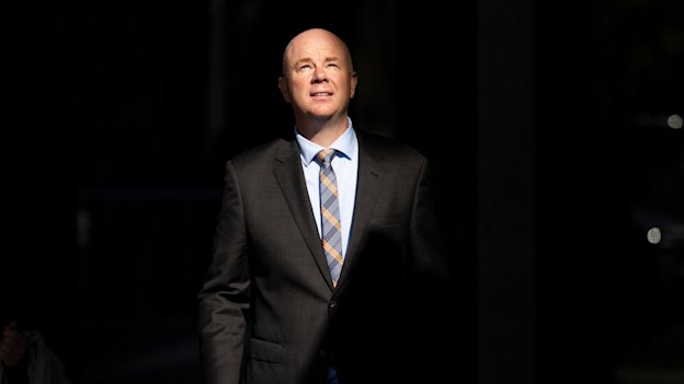 Simon Patterson outside court after giving evidence in the trial.