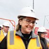 Premier Jacinta Allan at the Suburban Rail Loop site in Burwood on Sunday.